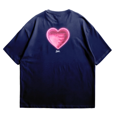 Navy “Heart Motion” Oversize Tee - PRE-ORDER - Omar Courtz